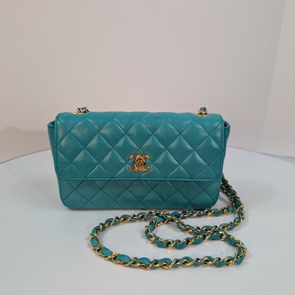 Chanel Vintage Teal Mini Rectangular Flap Bag - Picture 16 of 16